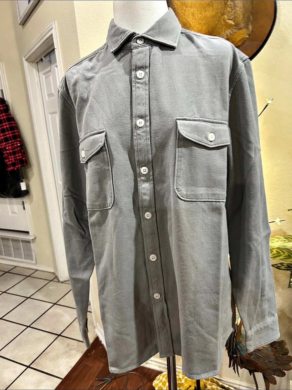 REISS Gray Utility Shirt XL